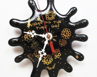 Whimsical clock collection - Black and gold - Where did the time go?