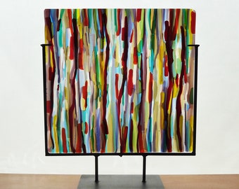 Art Glass panel - Stripes - Bright colors