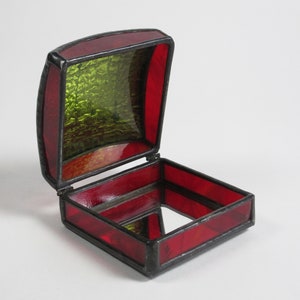 Small glass jewelry box ring box Red art glass One of a kind image 3