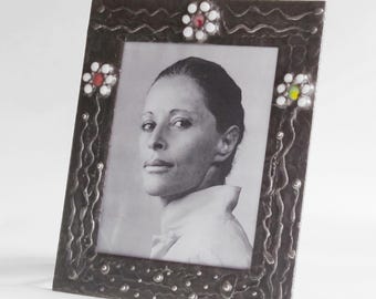 Stained glass 8 X 10 picture frame - one of a kind - Vertical.