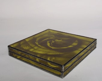 Glass jewelry box - a rose is a rose - silkscreen