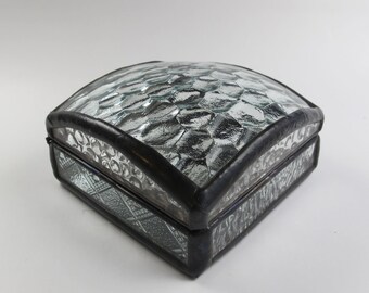 Small jewelry box - patchwork of clear textured art glass.