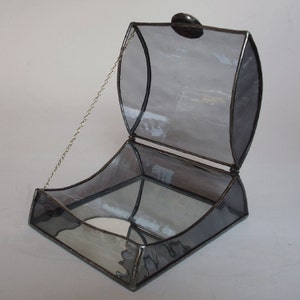 Stained glass jewelry box light gray art glass image 3