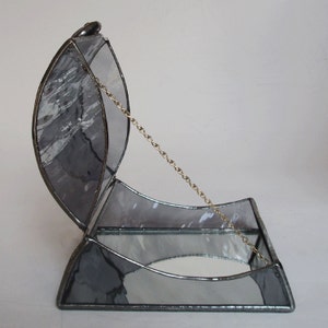 Stained glass jewelry box light gray art glass image 4