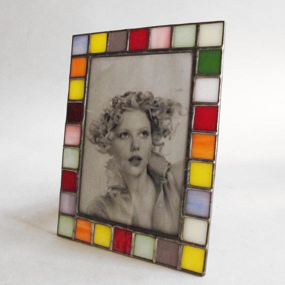 5X7 picture frame - Stained glass opal color glass - vertical or horizontal