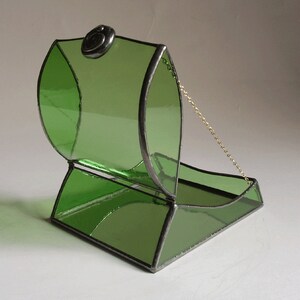 Stained glass jewelry box light green art glass image 2