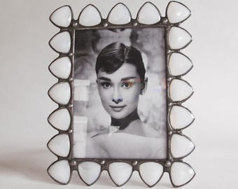 5 X 7 picture frame - hand cut and hand polished german jewels - One of a kind.