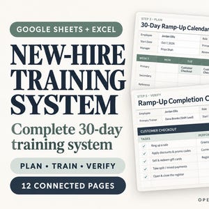 30-daags trainingsprogramma voor nieuwe medewerkers | Trainingsplan voor medewerkers | Google Sheets + Excel