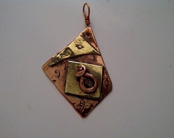 Copper and Brass, soldered, Pendant