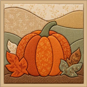 Autumn Pumpkin Kinusaiga Pattern, No-Sew Fabric Art, 15 Sizes (PDF Download)