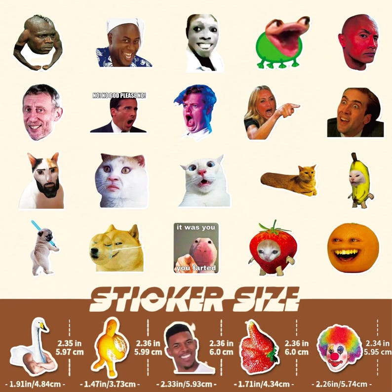 Stickers Meem Funny Meme Stickers, Graffiti Vinyl Decals, 10–50 PCS - Etsy