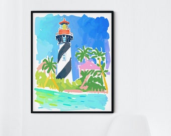 St. Augustine Lighthouse, Wall Art by Kelly Tracht, Coastal Nautical Decor, Ocean, Summer Decor, Florida Landmark, Item: SA-1