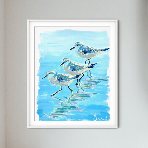 Sandpipers Beach Print by Kelly Tracht, Soft Pastel Blue Aqua Wall Art, Item: ART 5