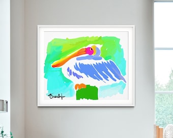 Pelican Art Print, Coastal Nursery Decor, Kelly Tracht, Item: 5D