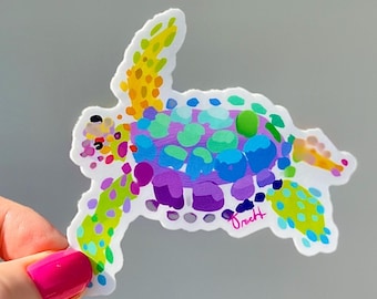 Sea Turtle Sticker, Die Cut Vinyl, thick high quality, colorful and whimsical by Kelly Tracht