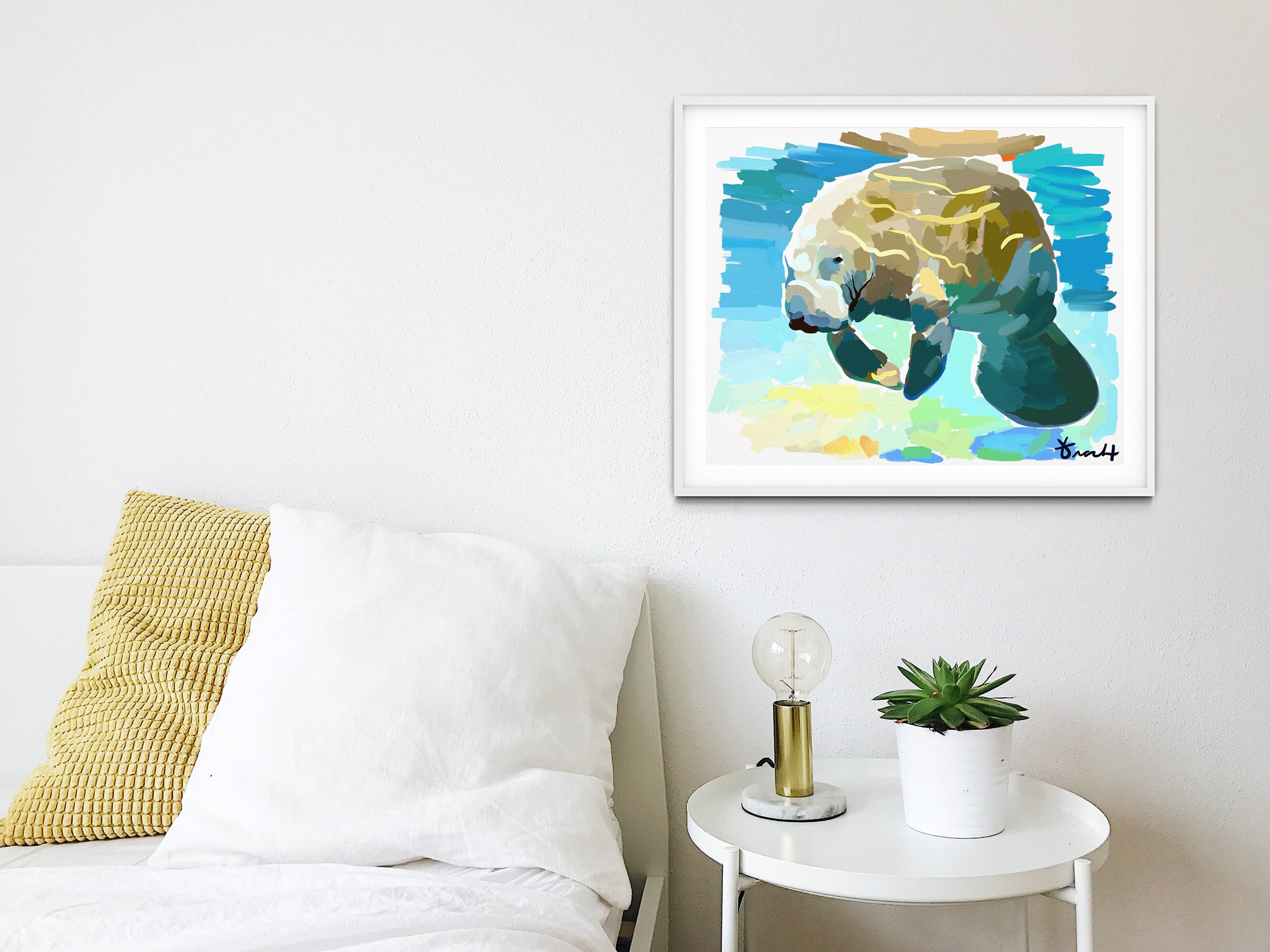 Manatee Art Print, Summer Decor, Ocean, Coastal Decor, Wall Art, Nursery Decor, Large Wall Art, Kelly Tracht, Watercolor Print, Item #2EE
