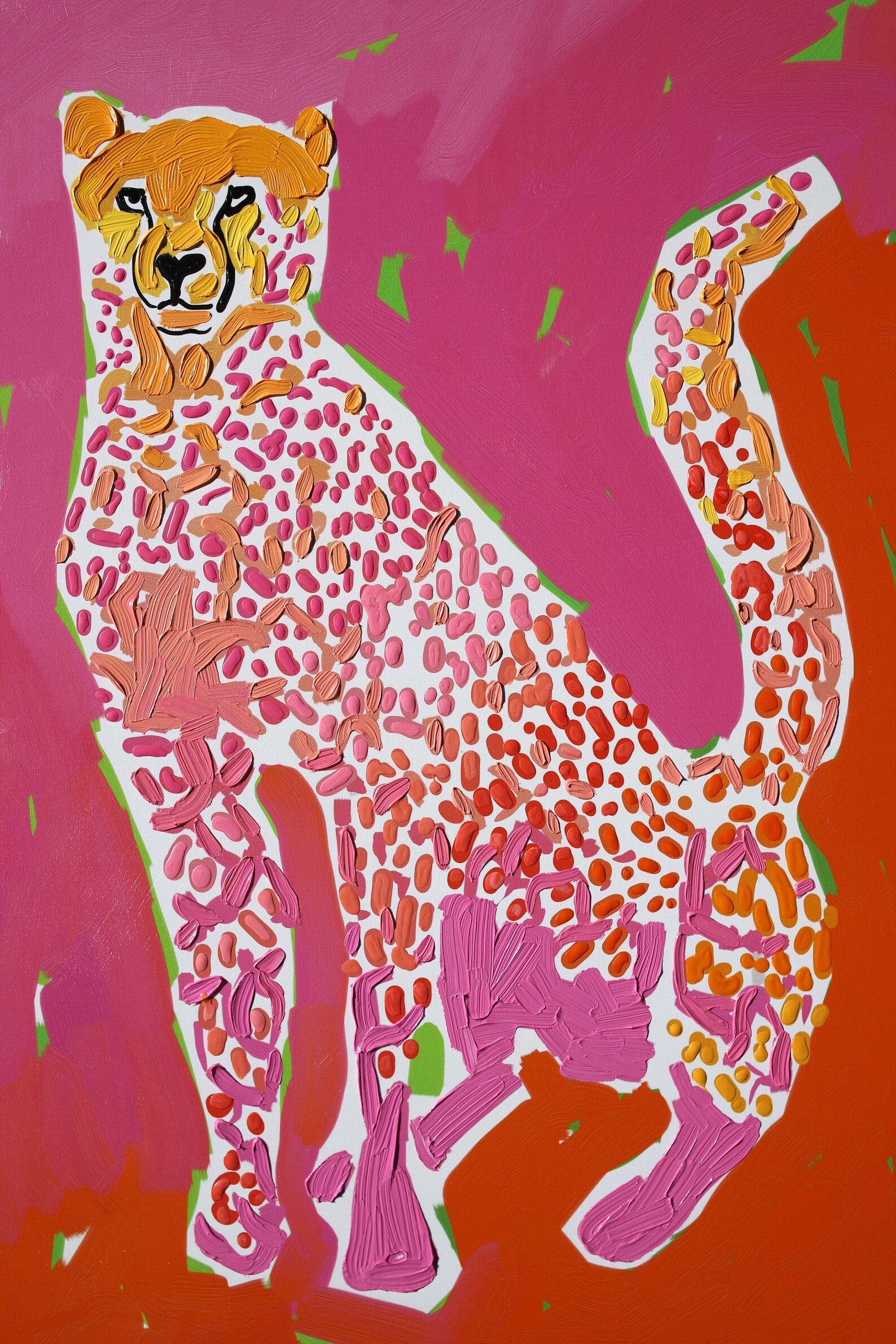Preppy Leopard Print Pink Cheetah Leopard Chinoserie Art by Etsy