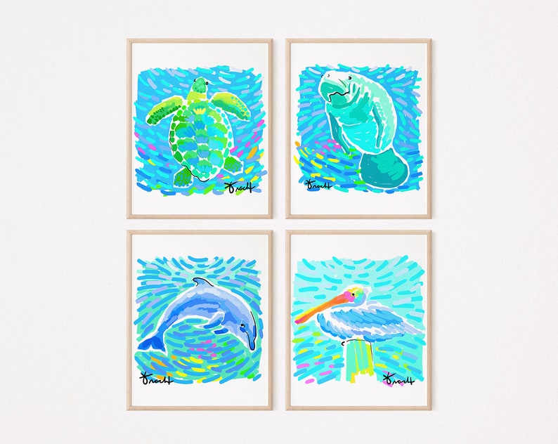 Dolphin Art Print by Kelly Tracht, Ocean, Nautical Decor, Wall Art, Modern Art, Nursery Decor, Matisse, Pop Art, Canvas Giclee, Item 1Q image 4