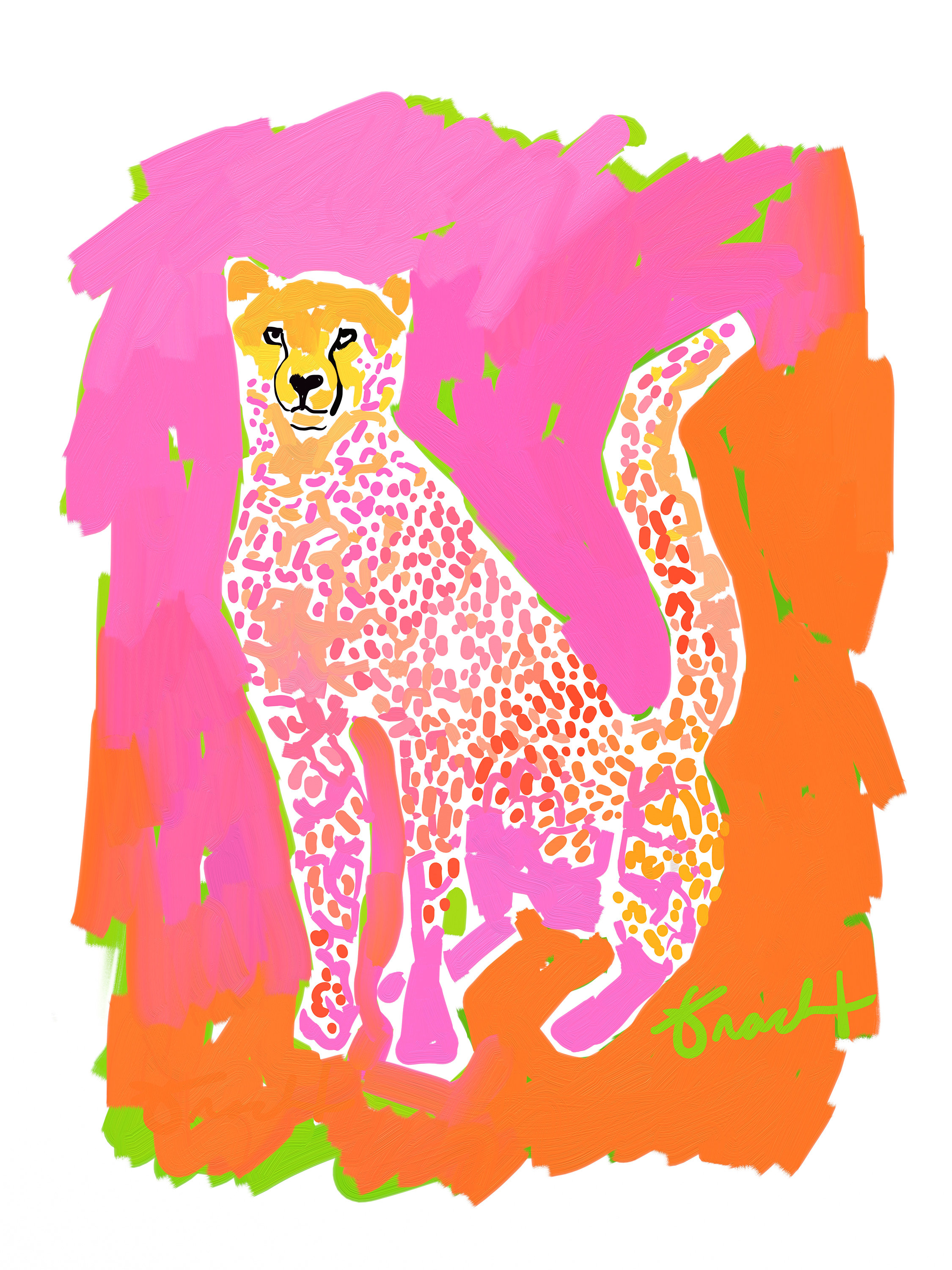Preppy Leopard Print Pink Cheetah Leopard Chinoserie Art by Etsy