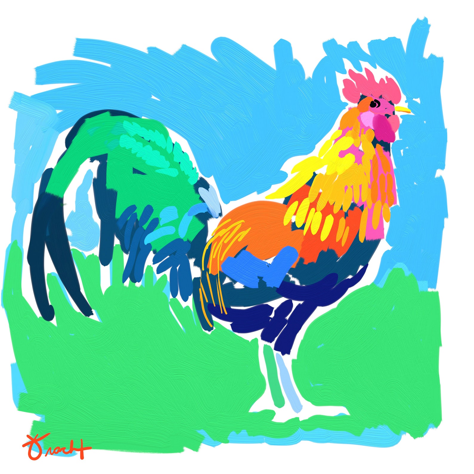 Island Rooster Wall Art Kitchen Decor Rooster Print by Etsy