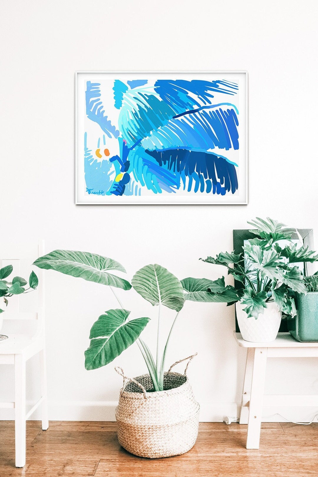 Blue Coconut Palm Tree Tropical Beach by Kelly Tracht Wall - Etsy