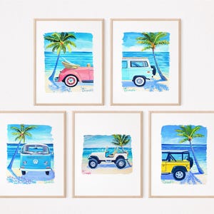 Assortiment de 5 x 7 cartes de voeux, 5 cartes et 5 enveloppes, insecte vintage, camionnette, jeep par Kelly Tracht, pour l'encadrement de notes manuscrites, intérieur vierge : G9