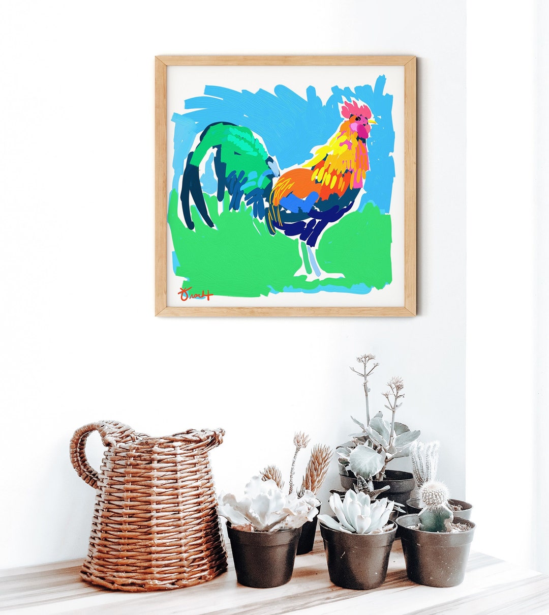 Island Rooster, Wall Art, Kitchen Decor, Rooster Print by Kelly Tracht