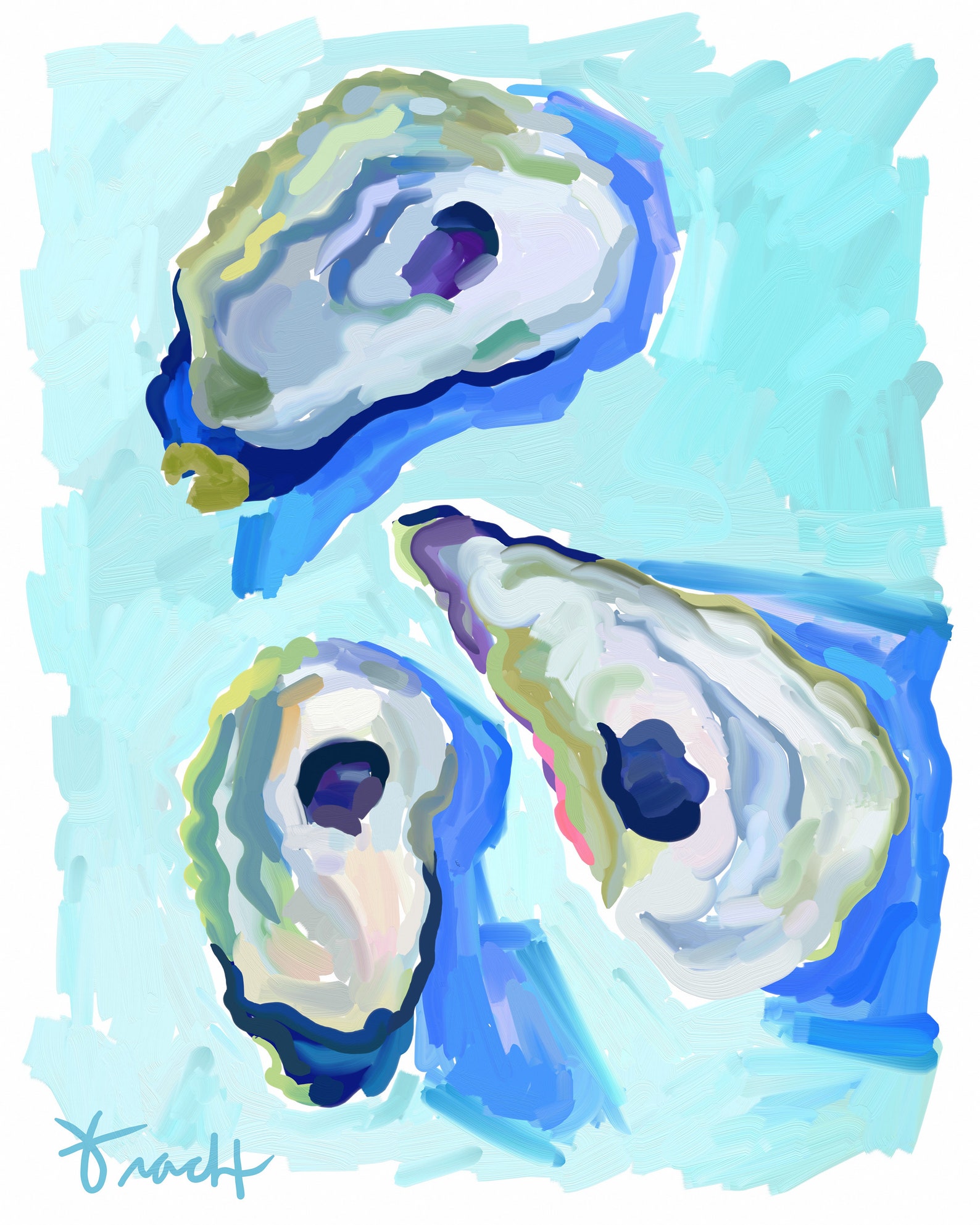 Blue Point Oyster Art Print 1 Oyster Shell Kelly Tracht Etsy