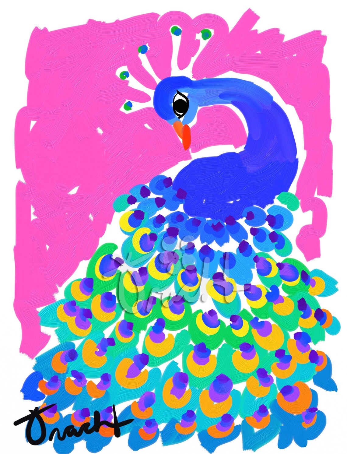 Pink Peacock Art Print Chinoiserie Wall Art Large Wall Art Etsy