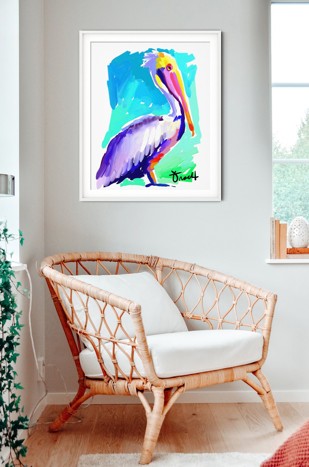 Colorful Pelican Art Print by Kelly Tracht, Beachy Wall Decor, Item: 1L ...
