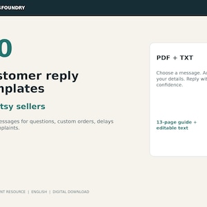 30 mallar för kundsvar för Etsy-säljare | Kundtjänst PDF och kopiera-klistra in TXT