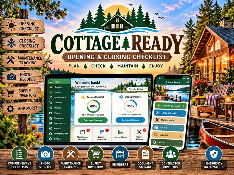 Cottage Ready Web App: Interactive Checklist for Opening, Closing, and ...