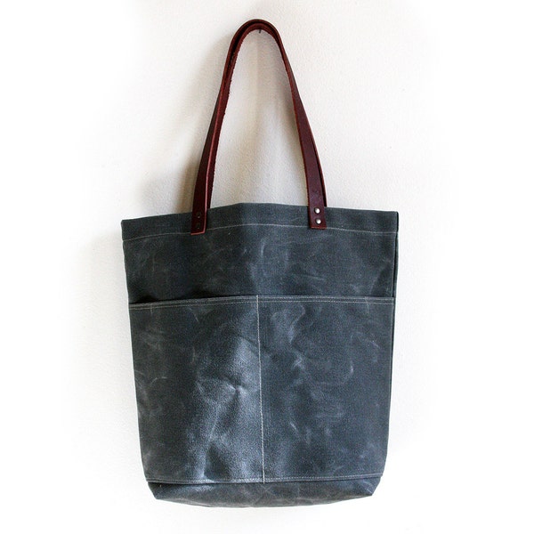 Gray Everyday Tote, Waxed Canvas Bag, Waxed Canvas Tote, Canvas Tote Bag, Minimalist Style, Carry All, Everyday Carry Bag, Simple Tote