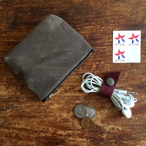 Mini gewachster Canvas Beutel mit Messing-Reißverschluss, minimalistischer Stil Gebrauchsbeutel, kleiner Reißverschluss Canvas Münzbeutel, weiches Brieftaschenzubehör