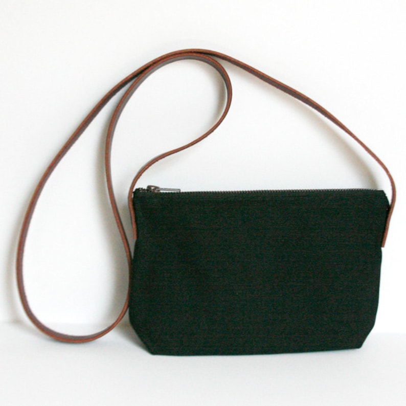 Black Crossbody Waxed Canvas Bag Minimalist Style Carry Etsy