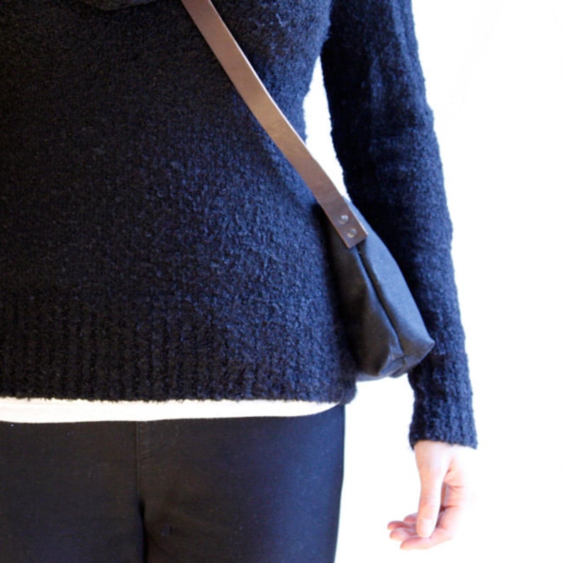 Black Crossbody Waxed Canvas Bag Minimalist Style Carry Etsy
