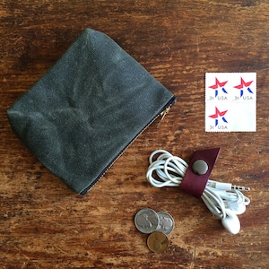 Mini gewachster Canvas Beutel mit Messing-Reißverschluss, minimalistischer Stil Gebrauchsbeutel, kleiner Reißverschluss Canvas Münzbeutel, weiches Brieftaschenzubehör