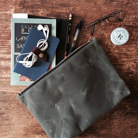 Black Waxed Canvas Pouch With Brass Zipper Minimalist Style Utility Pouch Large Zipper Travel Pouch Canvas Pouch Etsy