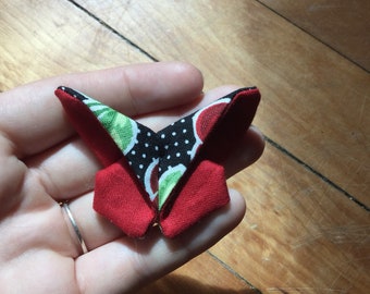 Red Fabric Butterfly Barrette