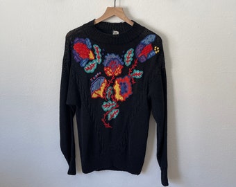 Vintage Knit Floral Sweater