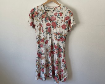 Vintage 90s Floral Skater Dress Feminine