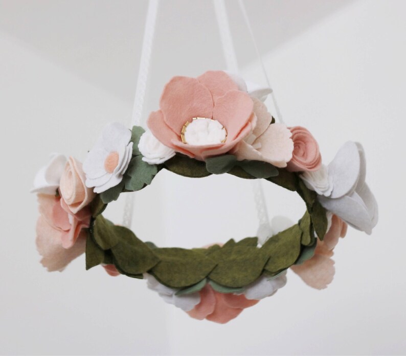 Wildflower Baby Mobile Felt Flower Mobile Nursery Mobile Leafy Mobile Floral Mobile Flower Mobile Felt Mobile image 3