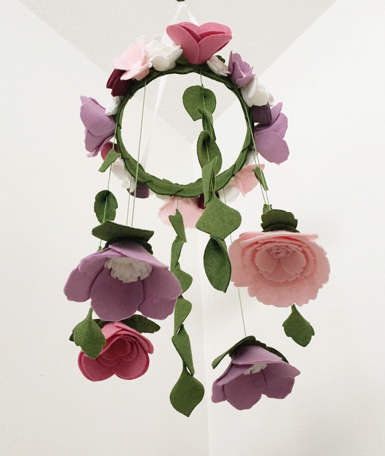 Wildflower Garden Baby Mobile Felt Flower Mobile Nursery Etsy