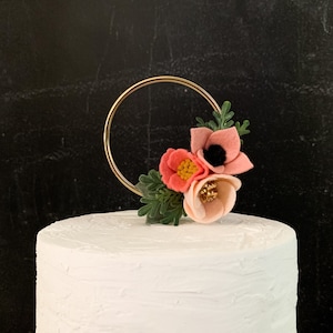 Whimsical Felt Flower Wreath Cake Topper || Rifle Paper Co Inspired || Custom Cake Topper || Floral Cake Topper || Birthday Cake Topper
