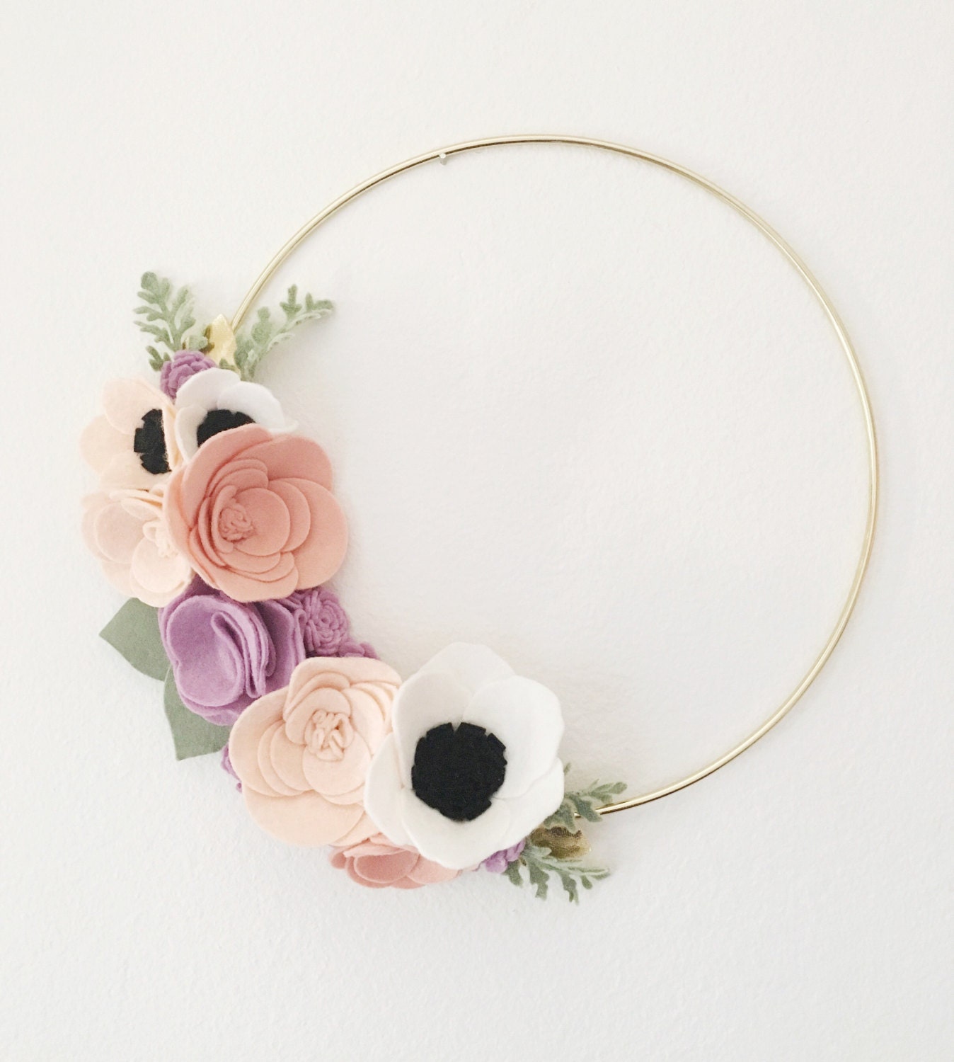 Blush & Lavender Feutre Fleur Couronne || Couronnes de Couronnes Fleurs Brindilles Printemps Couronn