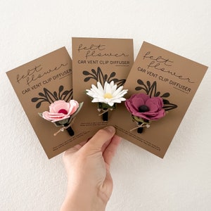 Difusor de aceite para ventilación de coche con diseño de flor de fieltro // Difusor de aceite para coche // Difusor de fieltro // Difusor de aceites esenciales // Ambientador para coche // Personalizado