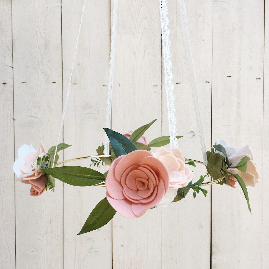Floral Baby Mobile Felt Flower Mobile Nursery Mobile Floral Mobile Flower Mobile Pink Mobile