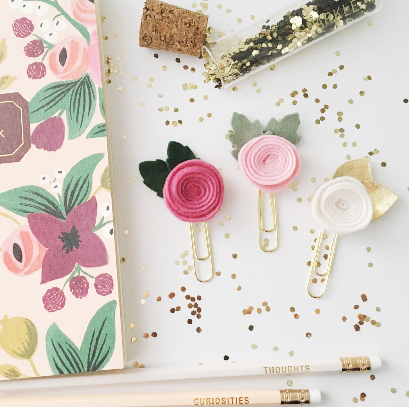 Set of 3 Rosettes Paper Clips Flower Paper Clips Planner Etsy