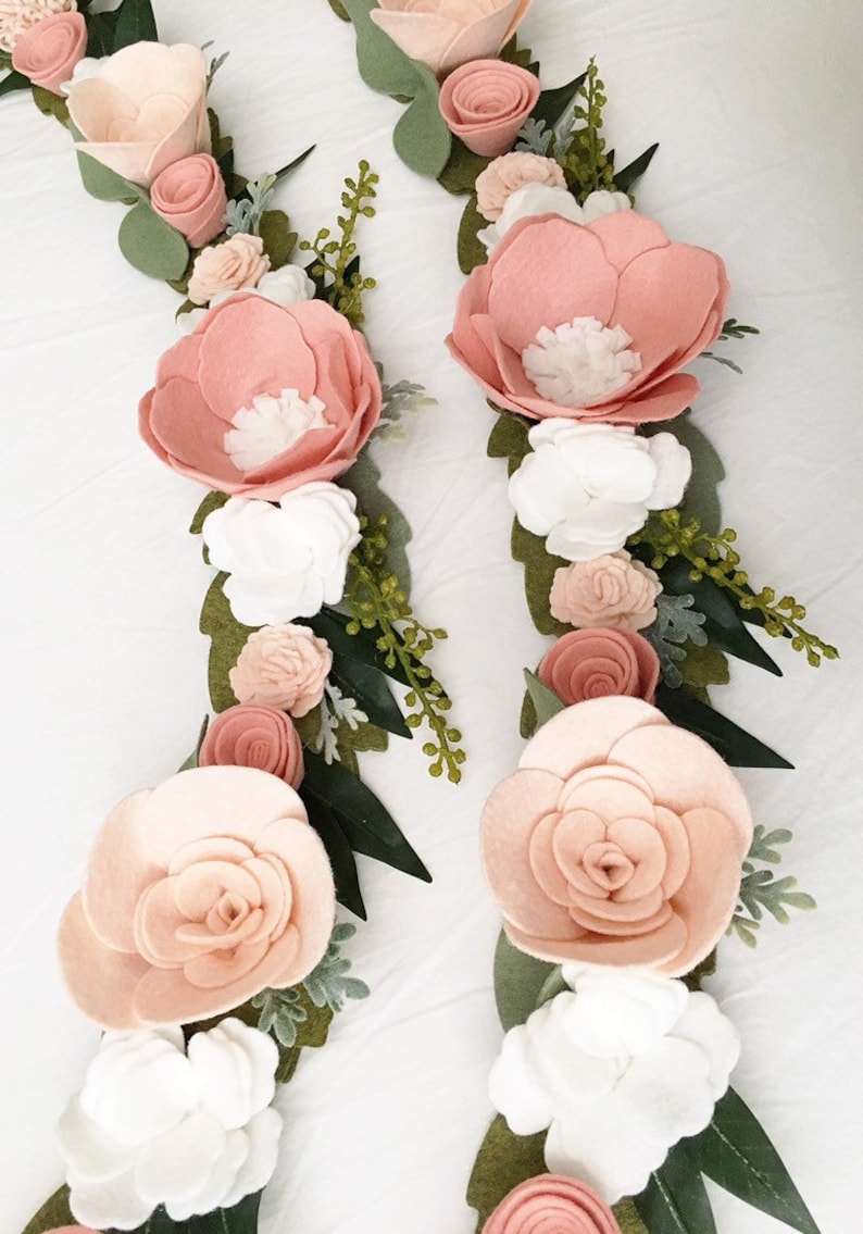 Large Felt Flower Swag Set Garland Felt Flower Garland Etsy