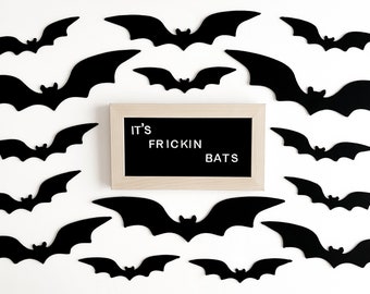 Bats for Halloween || Felt Bats || Set of Felt Black Bats || Wall Bats || Black Bats || Bat Decor || Tape Included || REUSABLE
